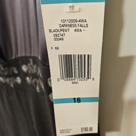 NWT - Silk Jones New York Poly Rayon Stretch "Black/Pewter" Dress - Size 16 - Picture 2 of 8